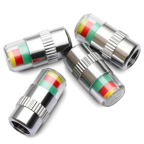 Snevad Aluminum 4 Pcs Car Tire Pressure Monitor Valve Stem Caps S...