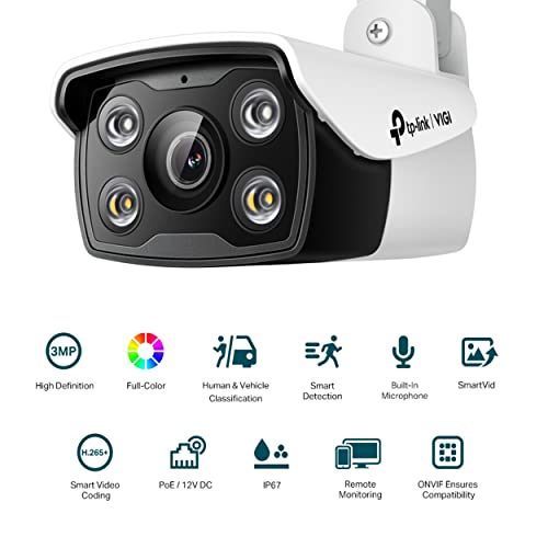 Image of TP-Link VIGI C330 6mm Lens Smart Outdoor Security Camera | 3MP HD Full-Color Bullet Network Camera | Smart IR | Built-in Microphone| IP67 Waterproof | H.265+ | PoE /12V DC CCTV