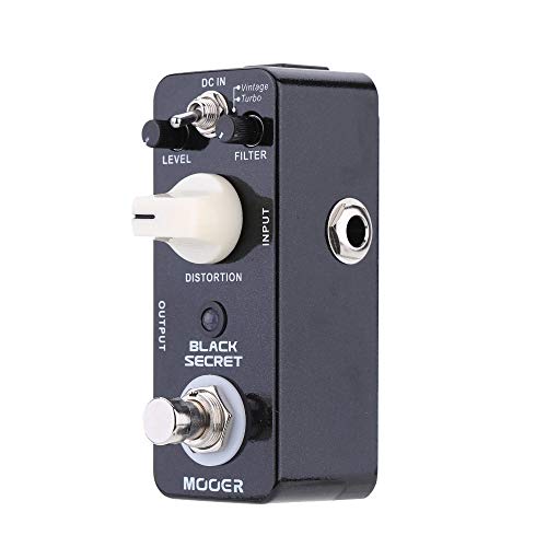 ABMBERTK Mooer Black Secret, Pedal de Efecto de Guitarra eléctrica Micro Mini Distortion, True Bypass, Negro