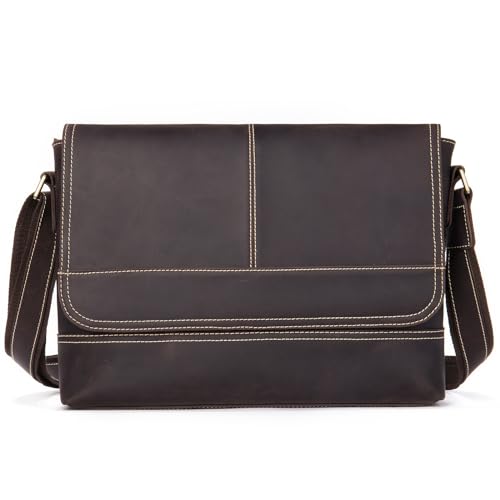 Bolso de hombro para hombre de cuero vintage para negocios y uso diario