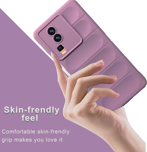 Image of A rtistque Liquid Silicone Stripes Back Cover Case for iQOO Neo 7 5G / iQOO Neo 7 Pro 5G | with Camera Protection | with Inner Fabric | Anti Slip Grip | AirBag Case - Purple