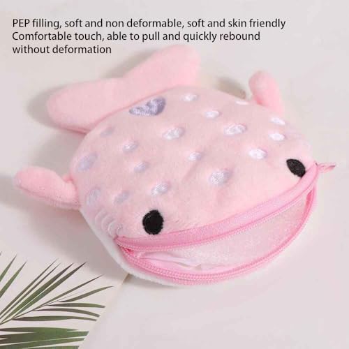 1Pc Pink Cute Shark Wallet with Zipper, Portable Whale Shark Coin Purse, Plush Earphone Wallet Coin Pouch Change Purse for Women4