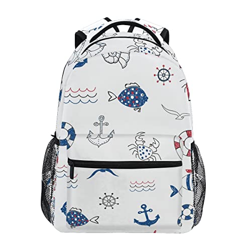 Sac à dos animaux de la mer blanc pour l'école et le collège des ados