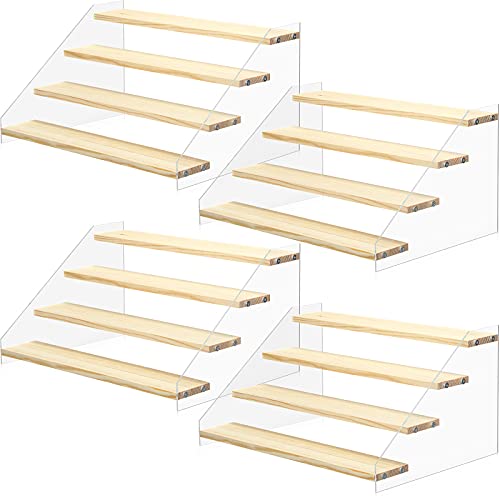 Queekay Decorative Display Riser estante pequeño de madera para macetas y cocina