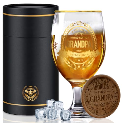 Fabuloustrim Grandad Beer Glass Gift, Birthday Gifts for Grandad,Retirement Gifts for Grandpa,Father's Day Present,Personalised Beer Glass for Men
