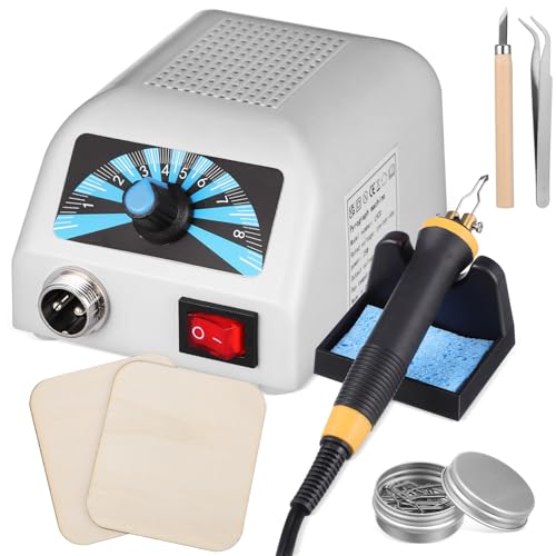 Operitacx Kit de quema de madera, kit de quemador de madera, bolígrafo pirográfico de 200 750 ℃, con máquina de pirografía, 30 puntas de alambre, 1 soporte para bolígrafo, 2 madera de chatarra, 1