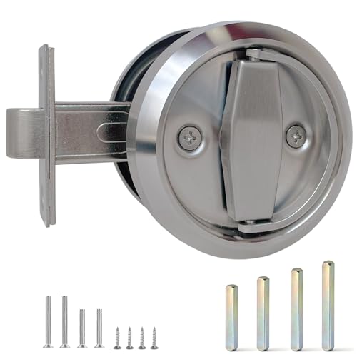 Aesytava 1 Pack Low Profile Door Knob for Space Saving 2 3/8 Anti-Bump Flush Interior Door Handle for Narrow Spaces Hidden Recessed Cup Flat Door Lock for RV Closet and Tight Clearance(Nickel)