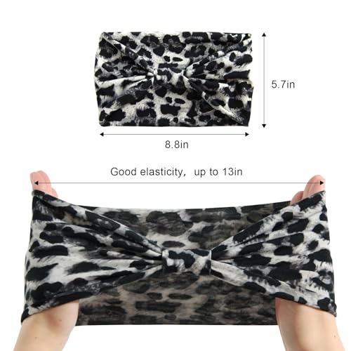 IwIeIaIrI Wide Elastic Head Bands for Women-Pcak of 6(Leopard Print) — view 2