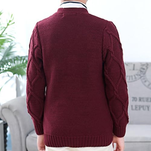 Kids and Boys Cardigan Sweater Button Down Cable Knit Chunky V Neck Long Sleeve Outwear 6 Month Baby Boy Sweater Red2