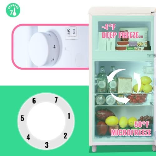 Image of DEMULLER 100L Black Mini Fridge 2 Door Compact Refrigerator with Freezer, Small Refrigerator with 7 Adjustable Temperature Control, 2 Removable Glass Shelves and 1 Crisper Drawer