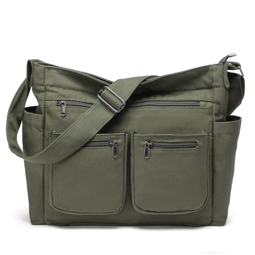 Large Canvas Tote Crossbody Shoulder Bag for Women & Men,