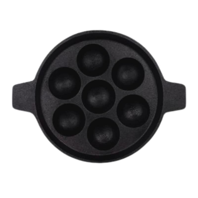 Aarogyam Kuzhi Paniyaram, Appam , Appe, Kuzhi Cast Iron Tawa, 7 Cavity, Round, Pre Seasoned