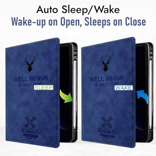 Image of ProElite Case Cover for Xiaomi Mi Pad 8 /8 Pro 11.2 inch Case, Deer Flip case Cover for Mi Pad 8 /8 Pro 11.2 inch Case with Pen Holder [Auto Sleep Wake Feature], Dark Blue