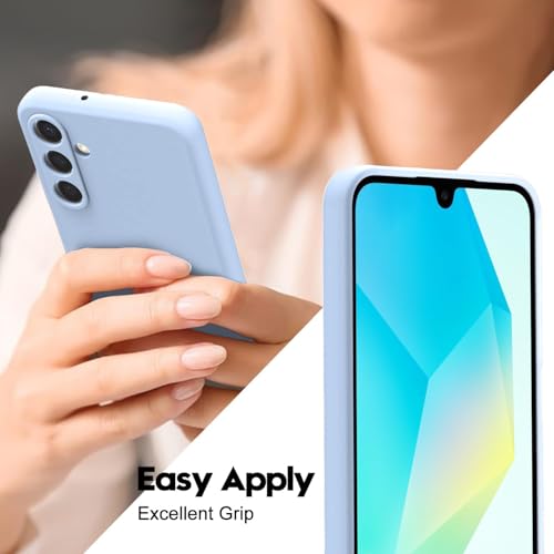 Image of DIZORO Microfiber Candy Case for Samsung M16 5g / F16 5g Smooth Touch Cushion Liquid Soft Silicone Gel Rubber Phone Cases Non-Slip Full Body Protective Shockproof Back Cover- Carolina, Light Blue