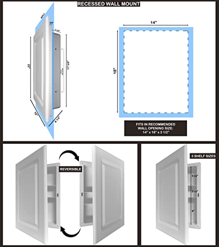 Mirrors And More 16" X 22" White Raised Panel Recessed Medicine Cabinet, Non Adjustable Shelves, Farmhouse Bathroom Décor #TOP7