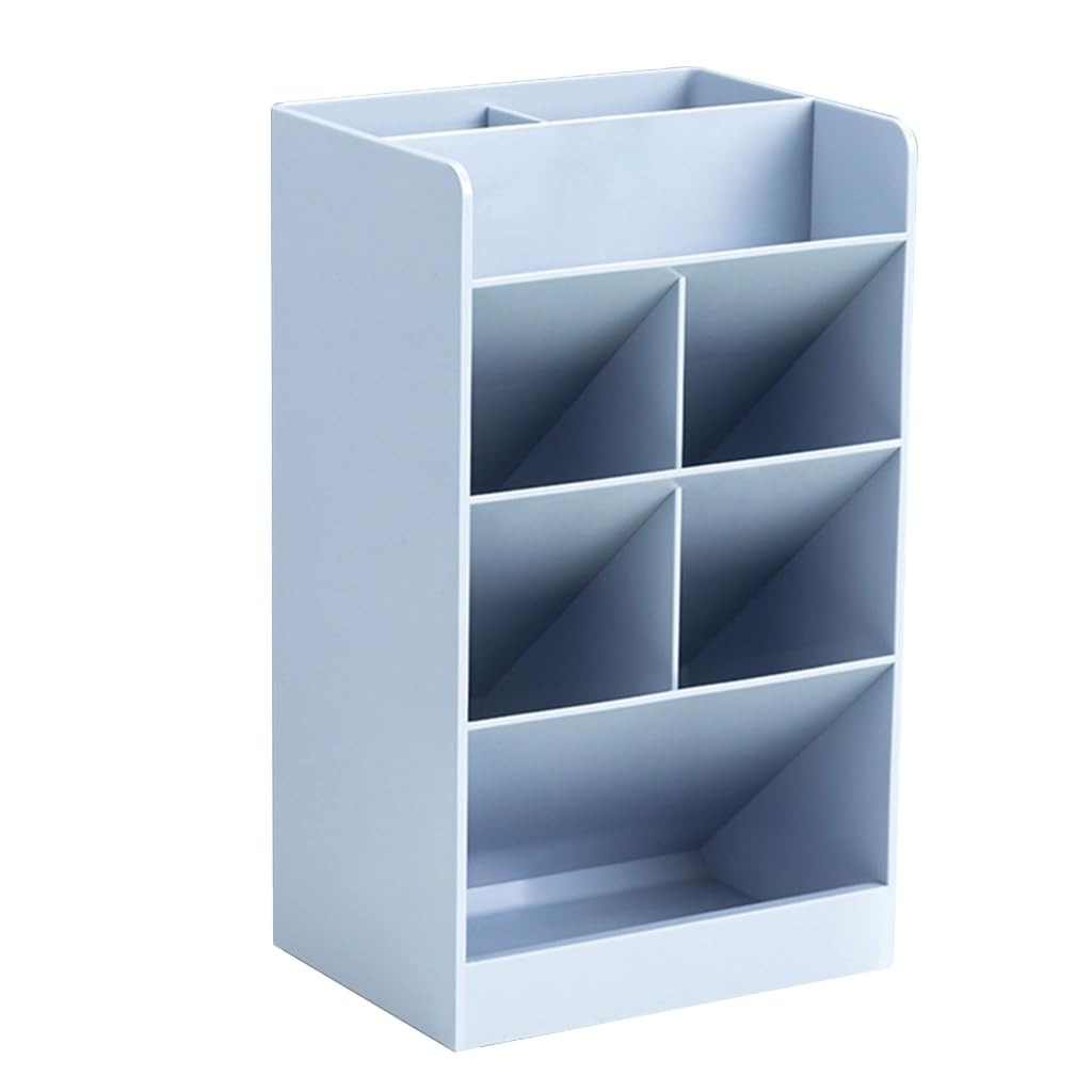 Tnbccxn Blue Pen Cup, Makeup Brush Organizers Stationeries Holder Pen Pencil Container Home Office Desktop Decorations Shelf Pen Holder Shelf(Blue)