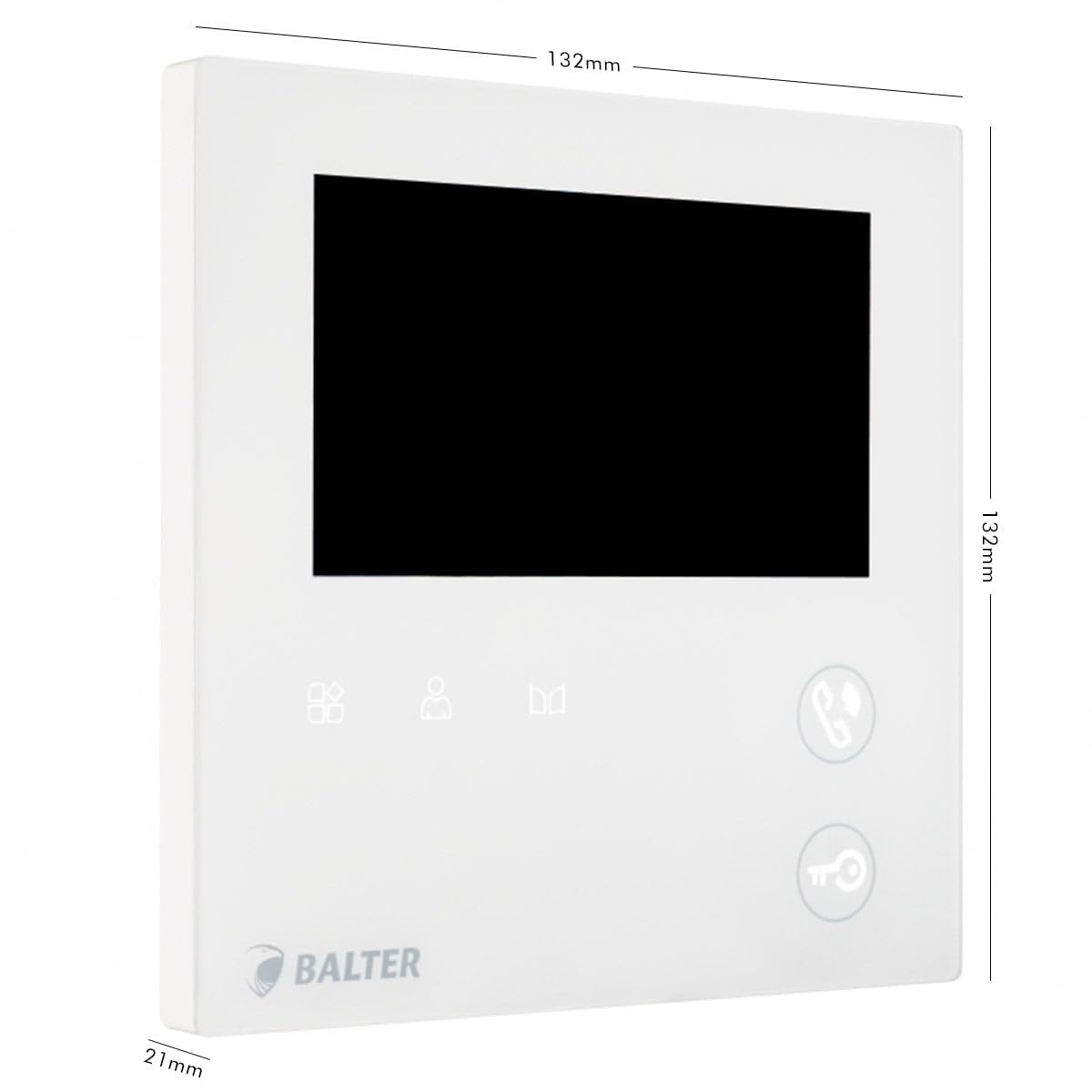 Balter EVO Mini 4.3" Monitor für Video Türsprechanlage mit Kamera und Klingel, 2-Draht Kompakt Zusatzmonitor Weiß mit LCD Farb-Display und Interkom Funktion für Video Türklingel