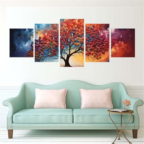 Kit diamond painting adultes 5 pièces broderie diamant arbre fleurs point de croix