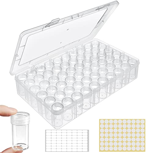 Notgia 1pack 60 Grids Bead Organizer and Storage Diamond Painting Containers Portable Plastic Case Box Arts Crafts Storage for Seeds Beads Sewing Cosmetic Nail Glitter Powder Small Parts Rhinestones
