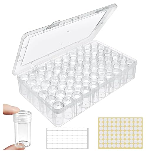 Notgia 1pack 60 Grids Bead Organizer and Storage Diamond Painting Containers Portable Plastic Case Box Arts Crafts Storage for Seeds Beads Sewing Cosmetic Nail Glitter Powder Small Parts Rhinestones