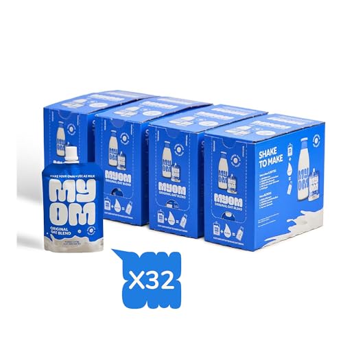MYOM - Oat Milk Drink Premix - Makes 32 Litres - 32 Pouches x 130g - Vegan Plant Based Oat Drink with Vitamin D3, Vitamin B12 and Iodine - Low Sugar - Dairy Free Plant-Based Milk