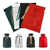 ラッピング 袋 YOAYAO 包む ギフト袋 プレゼント 袋 リボン 付き不織布 巾着袋 ラッピング袋 おしゃれ ラッピングバッグ 誕生日 バレンタイン クリスマス 小分け プレゼント用 (四色８枚セット, 33cm×22cmx7cm)