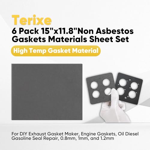 Image of 6 Pack 15 inchx11.8 inchNon Asbestos Gaskets Materials Sheet Set - High Temp Gasket Material for DIY Exhaust Gasket Maker, Engine Gaskets, Oil Diesel Gasoline Seal Repair, 0.8mm, 1mm, and 1.2mm