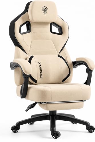 Dowinx Big and Tall Gaming Chair with Footrest, Beige