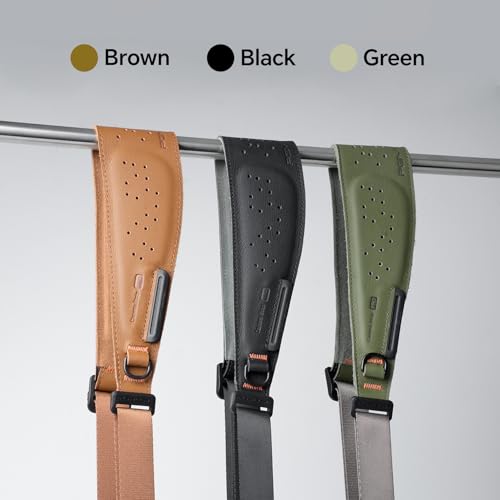 Image of PGYTECH Camera Strap Pro, Quick Release Heavy Duty Camera Shoulder Strap With Detachable Underarm Strap, Professional Camera Harness, Leather Ergonomic Shoulder Pad for DSLR /Mirrorless Cameras, Brown