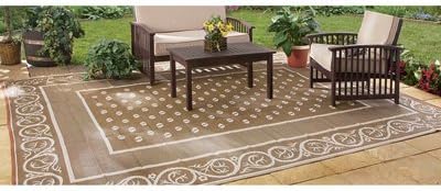 TANGDIAABBCC Aeiniwer Outdoor Reversible Patio/RV Mat, 6ft. x 9ft, Khaki, Model# 47946