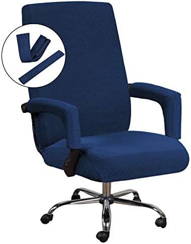 H.VERSAILTEX Home Office Chair Covers Stretchable Computer Desk Chair Covers Mid - High Back Universal Executive Boss Chair Covers Gaming Chair Covers Non Slip Thick Jacquard, Navy - Large