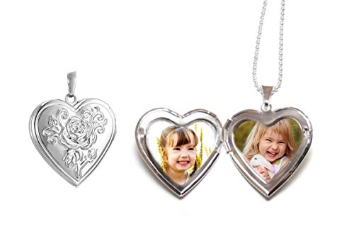 Senhorita Colar Relicário Coração Folheado Prata Para Duas Fotos, Prata, 3Cm