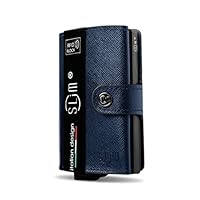 BEWMER v2 Portafoglio Uomo Slim In Similpelle Con Protezione RFID Anticlonazione – Porta Carte Di Credito Uomo E Donna Per 9 Tessere, Con Portamonete – Porta Tessere, Nero Azzurro