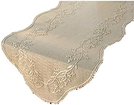 Heritage Lace Sheer Divine Table Runner, 14 by 32-Inch, Flax