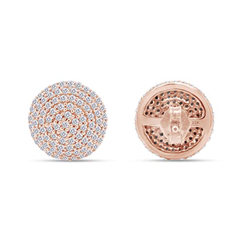 Affy 1 1/3 Ct Round Cut Natural White Diamond Half Ball Stud Push Back Earrings In 10K Solid Rose Gold For Women (Color: I-J, Clarity: I2-I3, 1.30 Cttw) #TOP2