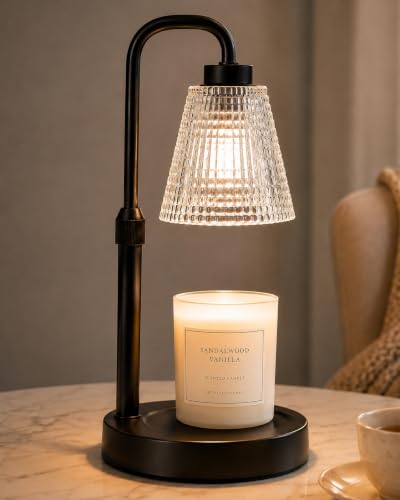 Candle Warmer Lamp with Timer and Dimmer Height Adjustable Electric Wax Melt Burner for Large Jar Candles Flameless Candle Lamp Warmer New Home Birthday Gifts for Women Mum Daughter Friend