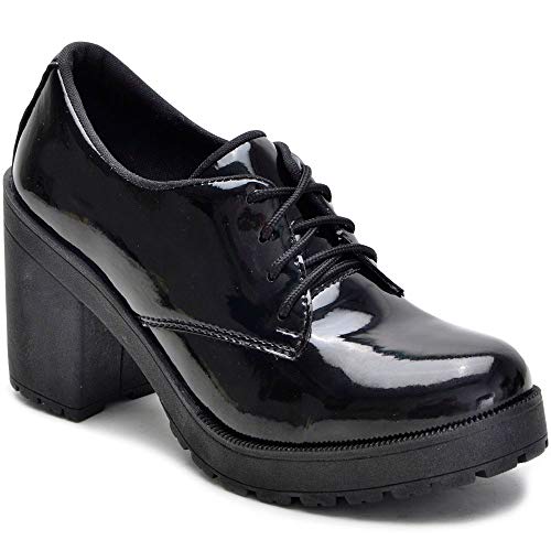 Sapato Oxford Feminino Casual Social Com Cadarço Sapatofranca Branco E Preto