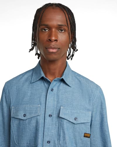 G-STAR Men's Marine Slim Long Sleeve Shirt Mehrfarben (Niagara/Milk D24963-D914-H052) S – Ansicht 3