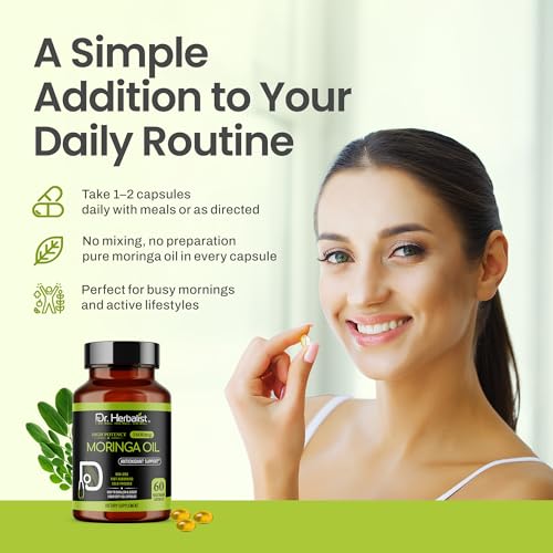 Image of Dr. HERBALIST Moringa Oil Softgels 1600mg, Cold Pressed, Halal 60ct
