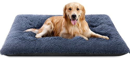 YOJOGEE Medium Dog bed Washable Dog Crate Bed, Fluffly Dog Bed for Crate, Calming Anti Anxiety Dog Beds, Dog Crate Mattress with Anti-Slip Bottom, Plush Dog Cushion Bed, Dark Grey Dog Bed 50x75x7cm