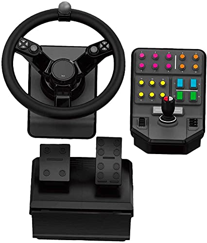 Logitech G Saitek Farm Sim Controller, Heavy Equipment Bundle for Farming Simulator, Gaming Steering Wheel and Pedals with Control Panel, 900° Wheel, 38+ Assignable Buttons, USB, PC/Mac - Black Logitech G Saitek Farm Sim Controller, Heavy Equipment Bundle for Farming Simulator, Gaming Steering Wheel and Pedals with Control Panel, 900° Wheel, 38+ Assignable Buttons, USB, PC/Mac - Black