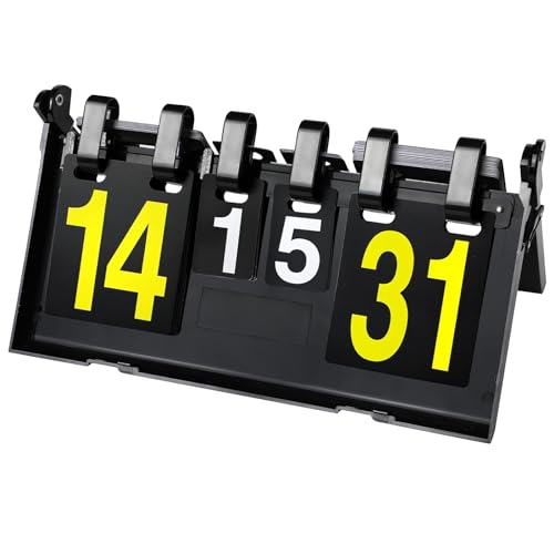 alouweekuky 4-Stellig Tragbare Flip Anzeigetafel, Sport Punktetafel, Faltbare Scoreboard, Spielanzeigetafel Für Badminton Volleyball Tischtennis FußBall Boxen (1-31 Punkte)
