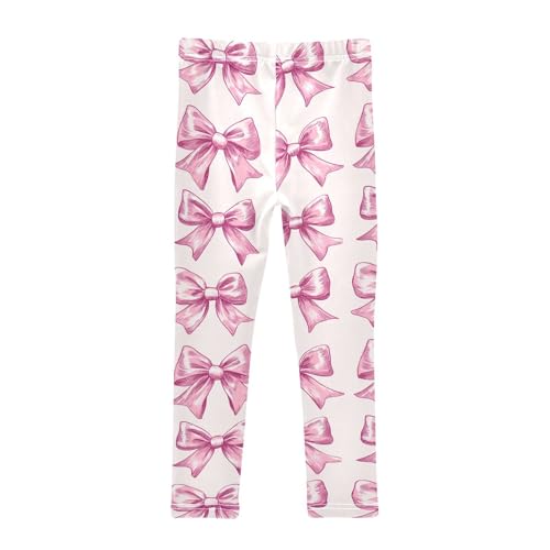 Watercolor Pink Bow Girls Leggings Kids Yoga Pants Dance Active Tights 4T2