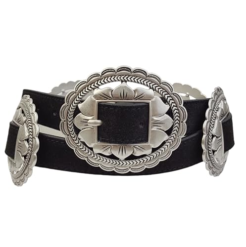Western Floral Concho Belt in genuine Suede Leather Belt