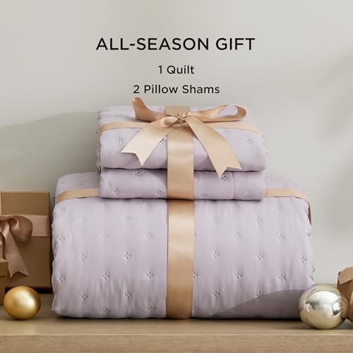 Bedsure King Quilt - Ultra Soft Quilt Bedding for Modern Farmhouse Bedroom Decor, Lightweight All-Season King Size Comforter, Purple Bedspread Coverlet 106x96 Inch