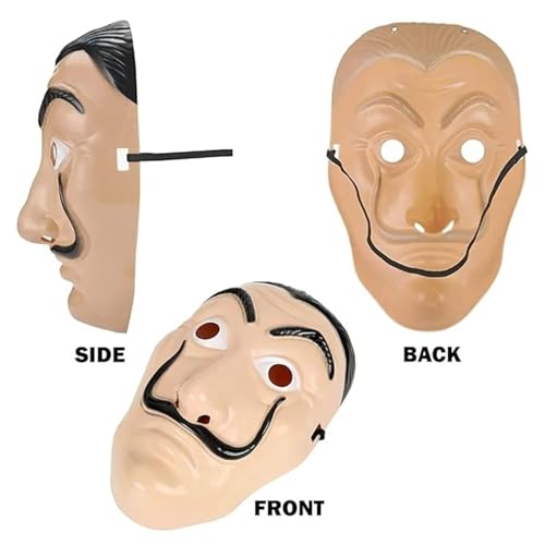 Image of WANNA PARTY Pack of 1, La Casa de Papel Mask Money Heist Salvador Dali Face mask| Money Heist Mask | Fun Party Face Mask Set for Birthday Surprise |Kids and Adult Party Favor