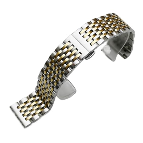 Curved End Stainless Steel Watch Band 18mm 19mm 20mm 21mm 22mm Replacement Strap Butterfly Clasp Watchband Bracelet Silver Gold