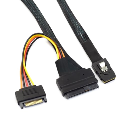 Cable Mini SAS SFF-8087 a SFF-8639 con energía SATA 15Pin 0.5m miniatura 5