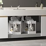 UHSTORAGE 2 Tier Under Sink Organizer and Storage,Bathroom Under Sink Organizer with Hook,Kitchen...