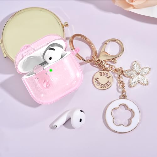 Image of (with Safety Lock) VISOOM 2025 Clear Cases for Airpods iPods 4 Case Cover Women, Bling Airpod iPod 4 Cases Soft 4th Gen Air Pods iPods Case with Keychain for Apple Headphones Airpods4 Generation-Pink